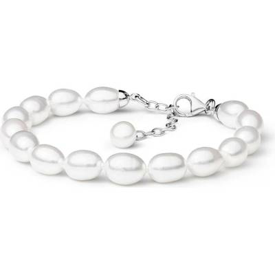 Gaura Pearls Perlový náramek Millie - sladkovodní perla, stříbro 925/1000 FCW48-B Stříbrná Bílá 18 cm + 4 cm