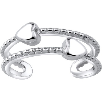 SILVEGO Stříbrný prsten na nohu se srdíčky JJJTR0009