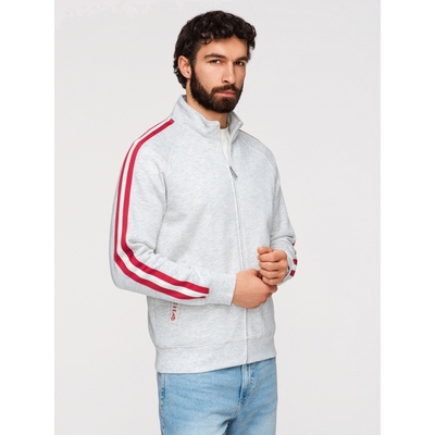 Ombre Clothing Мъжко суитшърт с висок яка и райета - сивмеланж V1 B1718 Ombre Clothing Ombre Clothing | Siv | МЪЖЕ | M