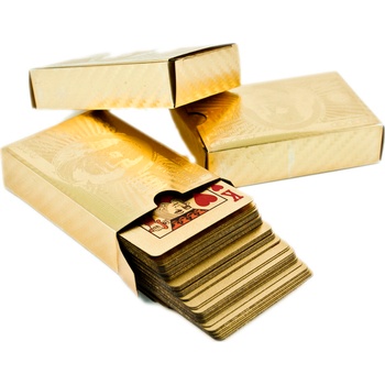Plastové karty zlaté v ozdobnej škatulke