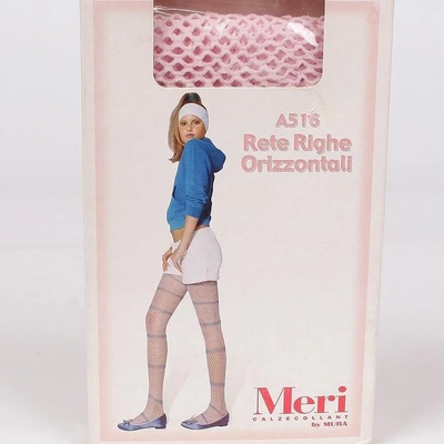 Мрежест чорапогащник в розово със сини линии