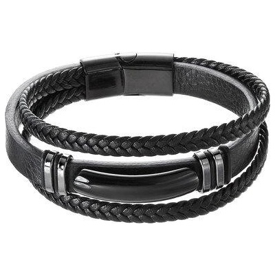 Pavona náramek pánský z černé koženky 43040.3 černý