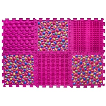 Ortek Масажна ортопедична подложка Пъзел "Mix" 6 елемента Розов камък