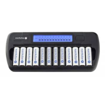 EverActive Интелигентно зарядно за 12 батерии AA или AAA Everactive, Индивидуално зареждане (NC-1200) (NC-1200)