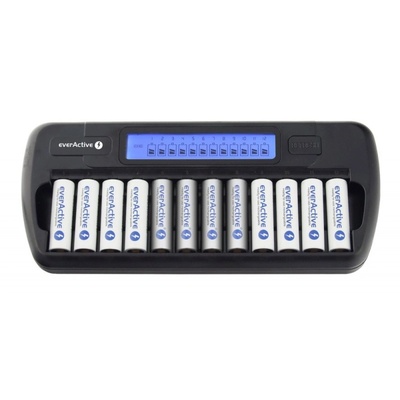 EverActive Интелигентно зарядно за 12 батерии AA или AAA Everactive, Индивидуално зареждане (NC-1200)