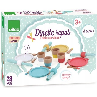 Vilac Drevený jedálenský set 28 dielov