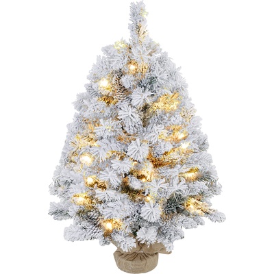 HOMCOM Umělý vánoční stromek 90cm s 50 LED světly, betonová základna pro slavnostní vánoční výzdobu
