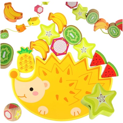 KIK Logická hra vyvažovanie ježka ovocia navliekanie