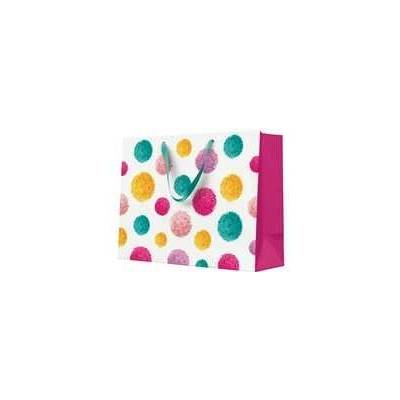 Darčeková taška horizontálna - COLORFUL POMPOMS 33,5x13x26,5 cm