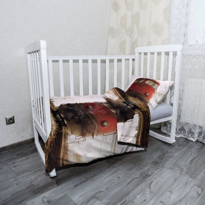Sablio detské obliečky Červený vlak na koľajniciach 120 x 90 cm 40 x 60