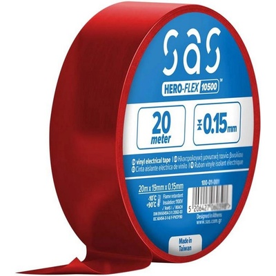 Sas Изолирбанд SAS Hero-Flex 100-01-003 - червен, 19 мм × 20 м (100-01-003)