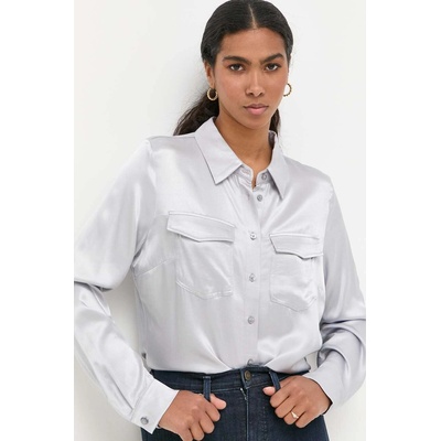 GUESS Риза Guess дамска в сиво със стандартна кройка с класическа яка (W3YH70.WFJA2)