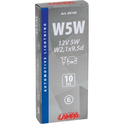 Lampa 58108 W5W W2,1x9,5d 12V 5W 10 ks