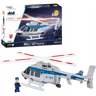 COBi 26628 Action Town Civilní víceúčelový vrtulník Bell 407 Policie 1:48