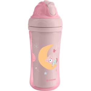 KikkaBoo Чаша със силиконовa сламка 220мл Moony me Pink (31302030079)