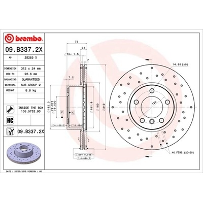 Brzdový kotúč BREMBO 09.B337.2X