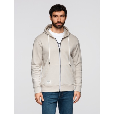 Ombre Clothing Мъжко памучно суитшърт BASIC с качулка - светло бежово V1 OM-SSBZ-0272 Ombre Clothing Ombre Clothing | Siv | МЪЖЕ | S