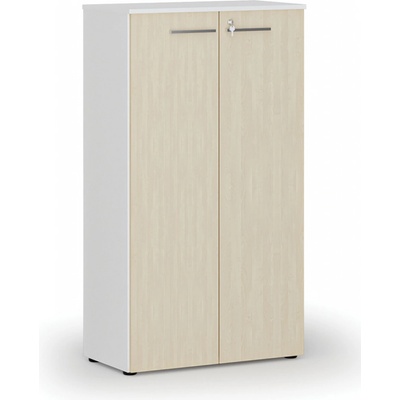 Primo Kancelárska skriňa s dverami WHITE, 1434 x 800 x 420 mm, biela/breza