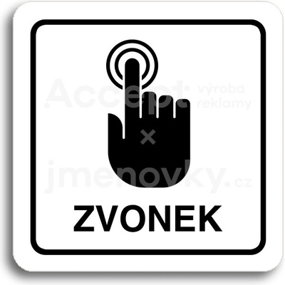 ACCEPT Piktogram zvonek - bílá tabulka - černý tisk