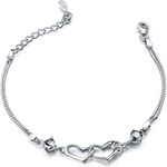 Silenti Jewelry Сребърна гривна "Сърца" - Лилав