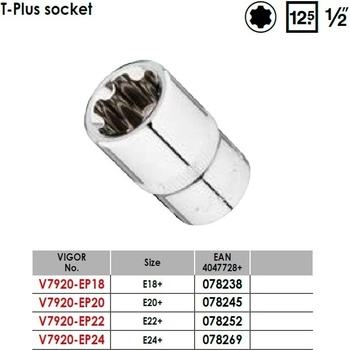 Image 1 of VIGOR Е-вложки torx plus на база 1/2" - от 17.40 лв