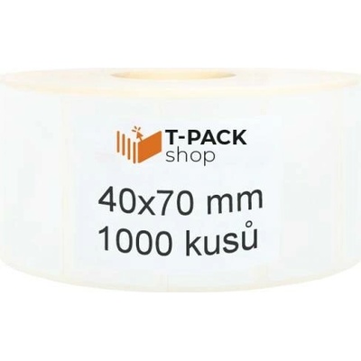 T-Pack ETE04007001 40x70 mm bilé, 1000ks