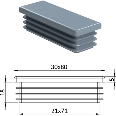 Krytka plastová 30 x 80 mm