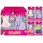 Mega Creative Doll clothes 501162 Mega Creative mix price for 1 piece- long dress, handbag, shoes, blouse, short shorts, long shorts