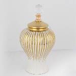 Eurolamp Керамичен буркан 35x17, 5 см златист/бял (EU0505)