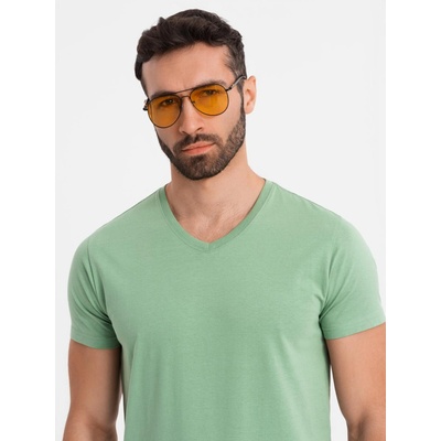 Ombre Basic cotton with v-neck green khaki