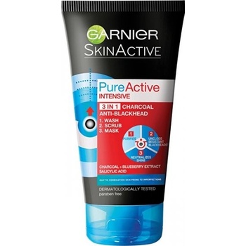 Garnier Pure Active čistiaca starostlivosť proti čiernym bodkám s aktívnym uhlím 3 v 1 pre mastnú a problematickú pleť 150 ml