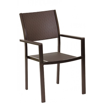 Mira-N HORECANO Стол с подлакътник PVC РАТАН КАФЯВ 58.5x53.5xh88.5 см (YC-046) (0195349)