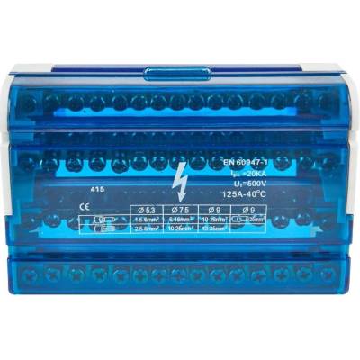 Propojovací lišta Adelid 500 V IP20 125 A modrá