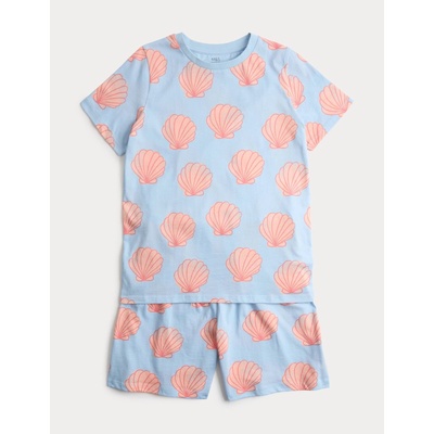 Marks & Spencer Къса детска свободна пижама от чист памук (1-16 години) Marks & Spencer синя Marks & Spencer | Sin | Момчешки | 12-13