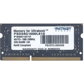 Patriot DDR3 4GB 1600MHz CL11 PSD34G1600L81S