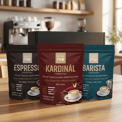 KávaPRO Dárková degustační sada Kardinál mletí filtr 3 x 250 g