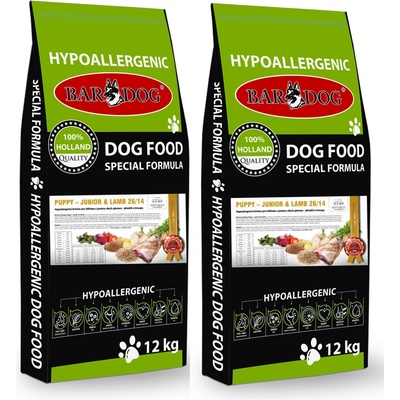 Bardog Puppy & Junior Lamb 2 x 12 kg