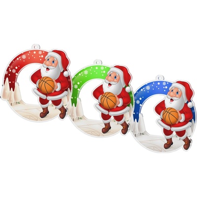 Bauer Decor Akrylátová vánoční ozdoba kulatá Santa Claus basketball Modrá