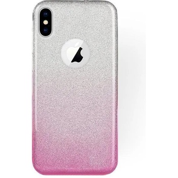 Forcell Блестящ Силиконов Калъф за iPhone XS/X, FORCELL Shining Case, Сребро/Розов (5901737858627)