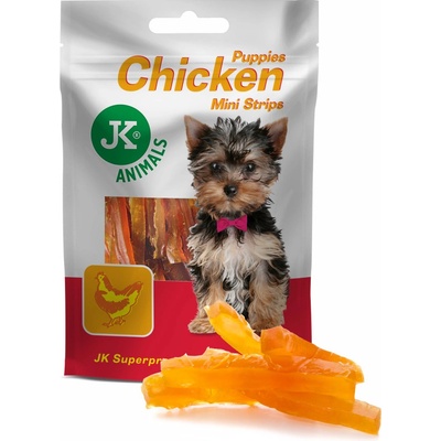 JK ANIMALS sušené kuracie mini prúžky pre šteňatá mini mäsová steniaca maškrta 50 g