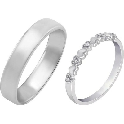 Eppi Srdíčkový prsten s lab-grown diamanty a komfortní prsten Mira RW44134