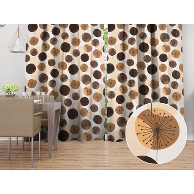 Biante Bavlnený záves Sandra SA-488 Hnedo-béžové designové púpavy 150x140 cm