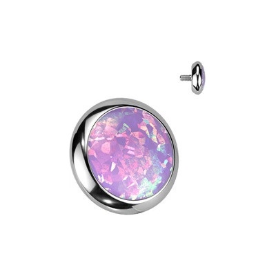 Šperky4U Náhradní kamínek titan závit 1,2 mm, fialový opál 4 mm - TIT1564-OP38