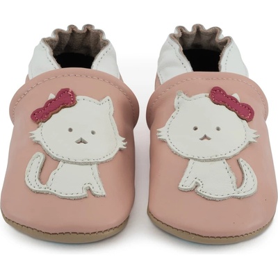 Carozoo Kožené capáčky s gumovou podrážkou růžové s kočičkou Růžová – Zbozi.Blesk.cz