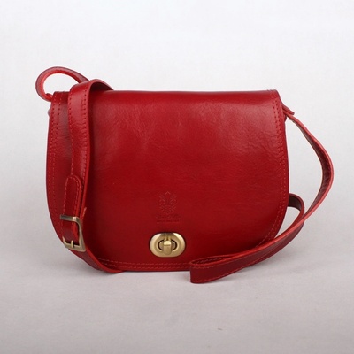 Středně velká kožená crossbody kabelka no. 50 tmavěčervená