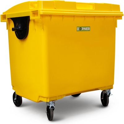 Dopner Plastový kontejner 1100 l, žlutý, ploché víko ve víku