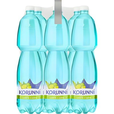 Korunní Jemně perlivá s příchutí limeta a máta 6 × 1,5 l