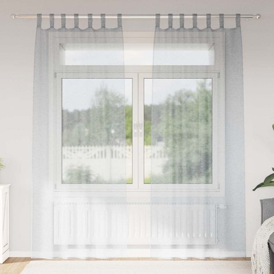 vidaXL Перде от воал С завеси 2 pcs Тъмен сив 245 x 140 см Полиестер (4108055)