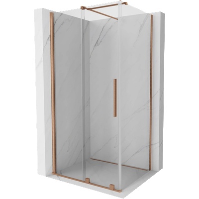 Mexen Velar плъзгаща се душ кабина 130 x 100 cm, прозрачна, четкана мед - 871-130-100-01-65 (871-130-100-01-65)