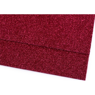 Pěnová guma Moosgummi s glitry malinová 20x30 cm - 2ks